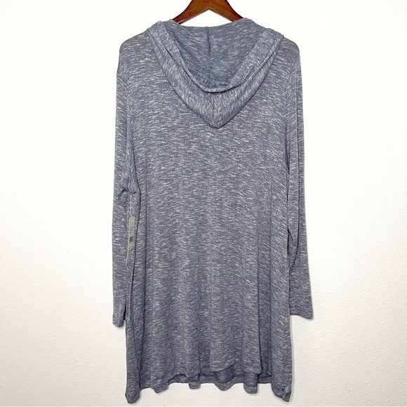 LA BLANCA Indigo Beach Sweater Hoodie swimsuit cover up gray plus size 2X NWT - Picture 6 of 10